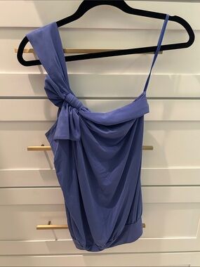 BCBGMaxAzria Lavender One-Shoulder Draped Top